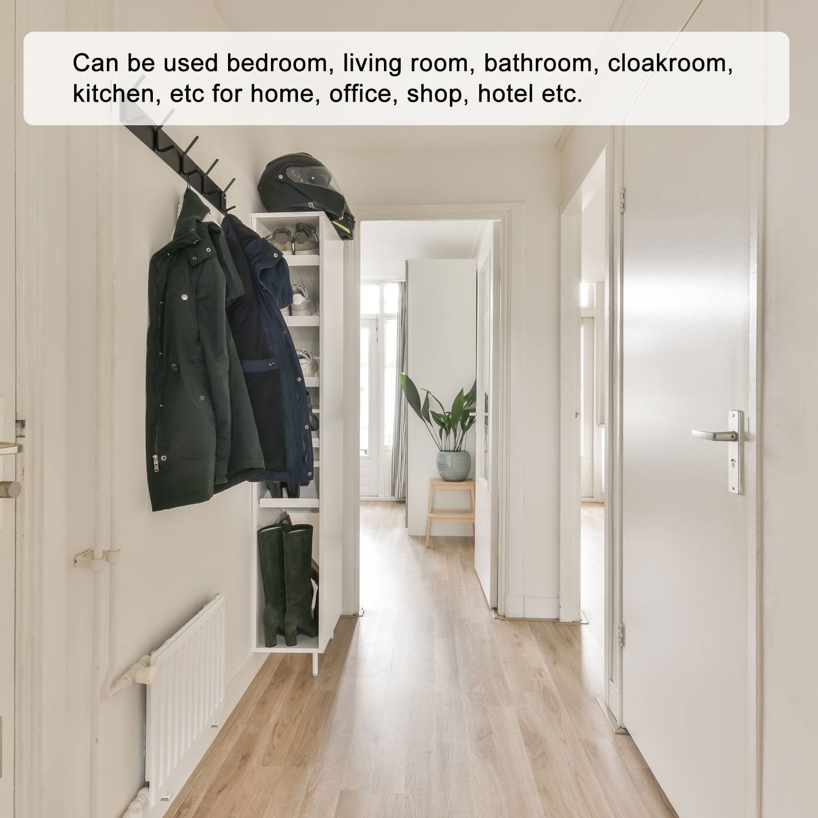 Unique Bargains Stainless Steel Wall Mounted Coat Rack Hooks for Hanging Silver 4 Hooks
