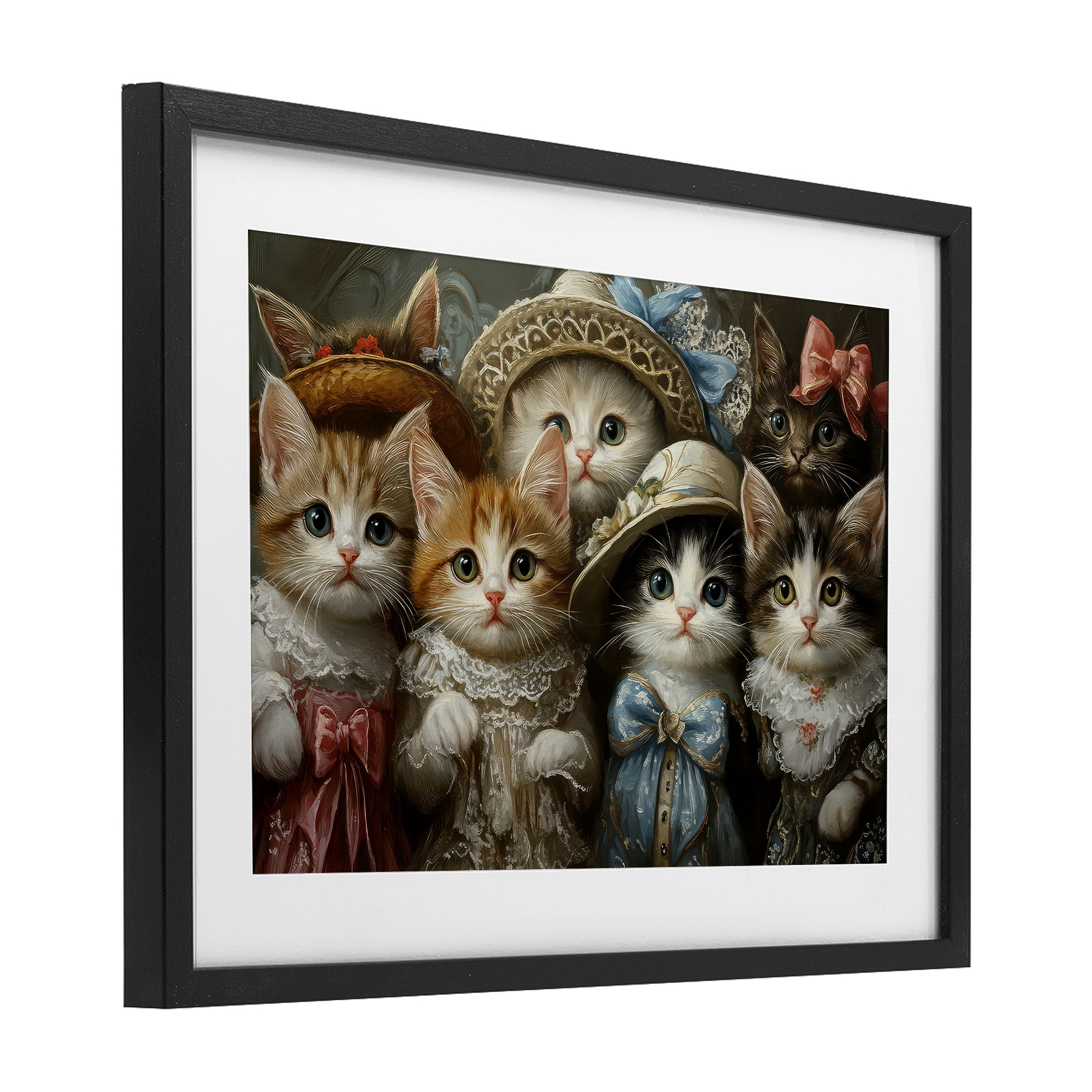 Stupell Industries Fashionable Vintage Cats Black Framed Print Under Glass, design by The Wands Want