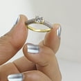 thumbnail image 5 of Halo Jewelers 14k Yellow Gold Center 5MM Round Cut Lab Created Moissanite And Natural Diamond Ladies Vintage Solitaire Engagement Ring For Women (1.00 Cttw) Ring Size-10, 5 of 6