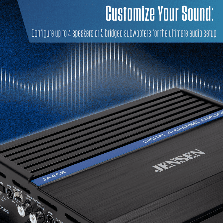 Jensen Class-D 4-Channel Amplifier, 1000 Watts Peak, Compact