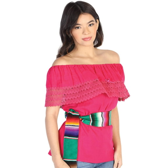 Mexican Artisanal Blouse 50% Cotton, %50 Polyester Fuchsia 602489