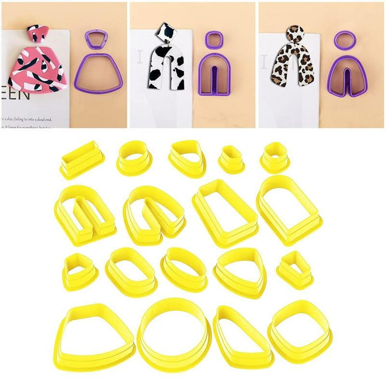 18Pcs Polymer Clay Cutters Polymer Clay Jewelry Different Shapes Clay  Cutting Tools , Yellow 