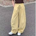thumbnail image 4 of CONROSES Girls Baggy Cargo Pants Wide Leg Hiking Pants for Girls Trendy Solid Elastic Waist Drawstring Outdoor Jogger Pants With Pockets, 4 of 5