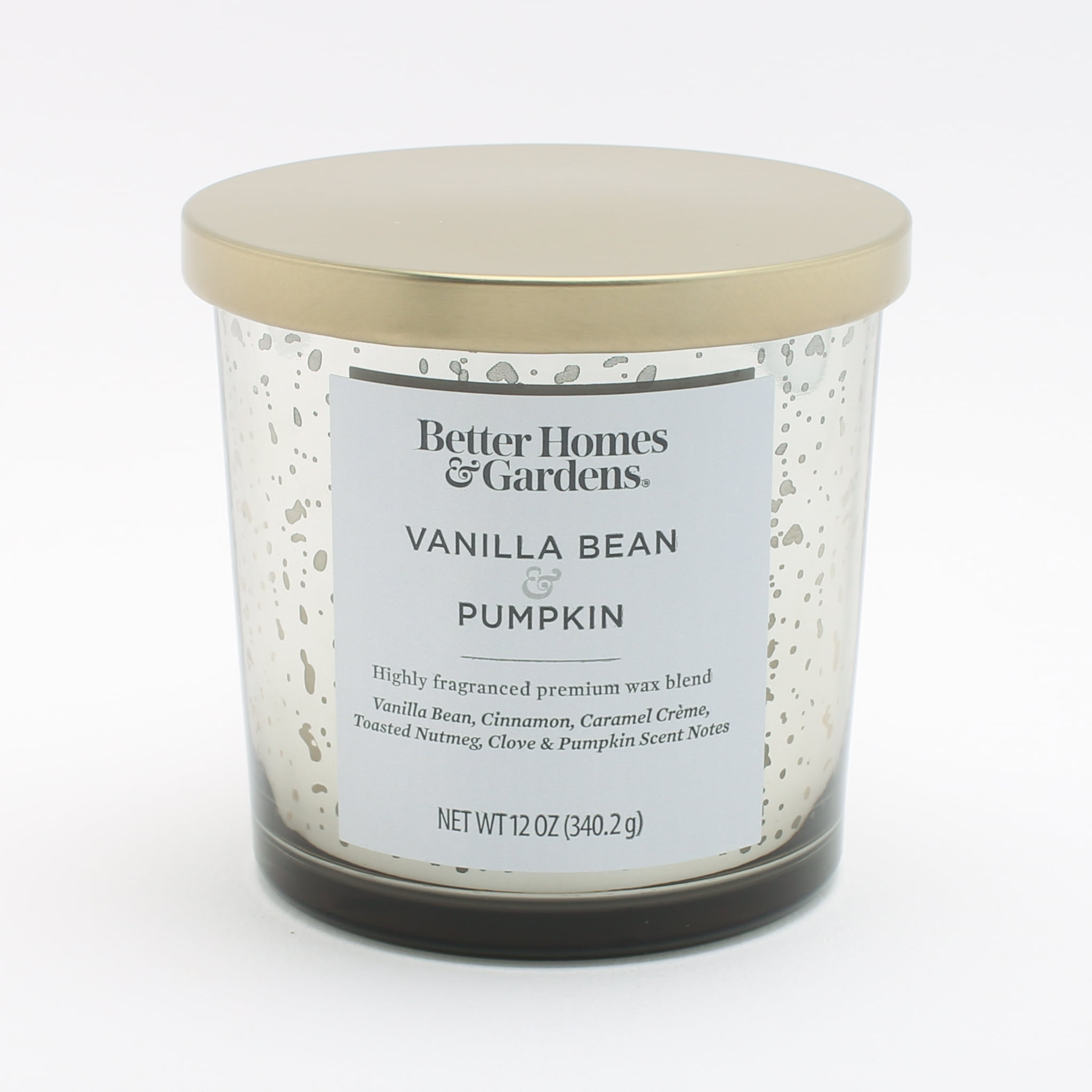 Better Homes & Gardens 12oz Vanilla Bean & Pumpkin Scented Single-Wick Mercury Jar Candle