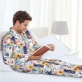 thumbnail image 6 of Pofeuu Lilies Flowers Print Men's Long Sleeve Pajama Set Pijamas Para Hombres Pijamas Para Hombres Mens Pajamas Set-Medium, 6 of 7