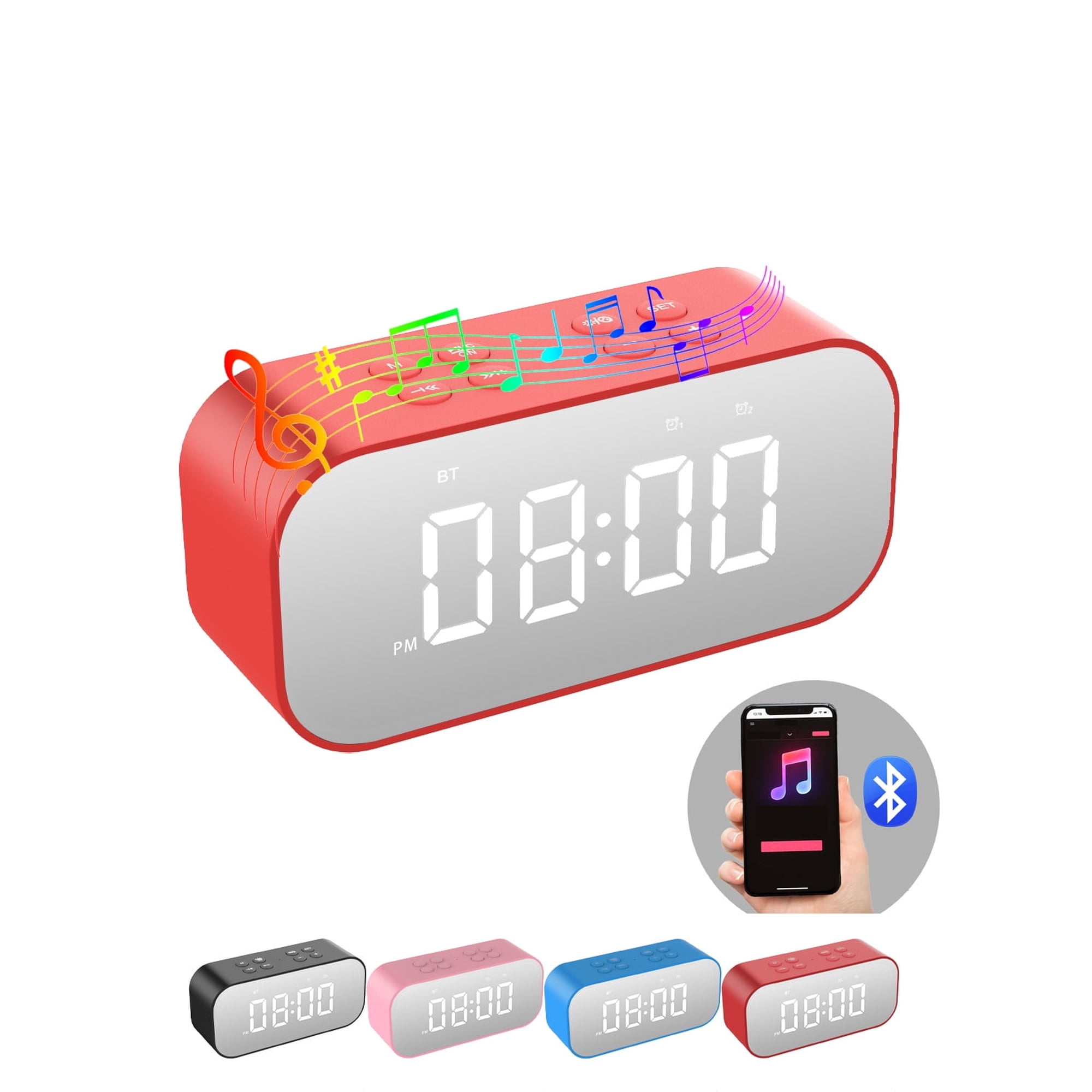 Alarm Clock with Bluetooth Speaker for Heavy Sleepers Adults,Digital Clock for Bedroom,Dual Alarms photo Alarm Clock with Bluetooth Speaker for Heavy Sleepers Adults,Digital Clock for Bedroom,Dual Alarms