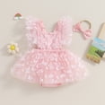 thumbnail image 3 of Bagilaanoe Newborn Baby Girl Rompers Dress 3D Butterfly Fly Sleeve Bodysuits + Headband 6M 12M 18M 24M Infant A-line Dresses, 3 of 7