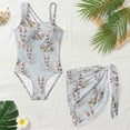 thumbnail image 3 of Xixirimido Bunny Rabbit Floral Blue Print Girl's One Piece Swimsuits with Removable Bra One Shoulder Bathing Suit with Mesh Cover Up 1 Piece Swimsuit Swimwear, Size 17-18 Years, 3 of 7
