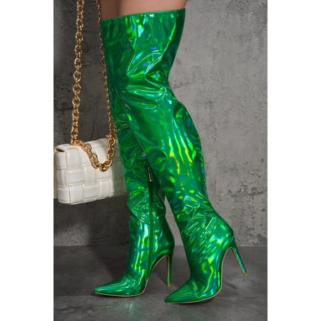 

Cape Robbin Bemilia Green Thigh High Pointy Toe High Heel Boots