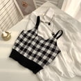 thumbnail image 4 of Camisola de punto con cuadros, top corto sin mangas a cuadros, bonito chaleco para adolescentes, niñas y mujeres, atuendo de verano, 4 of 5