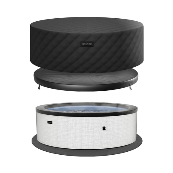 Wave Tahoe 4 Person Eco-Foam Round Hot Tub EnergySave Bundle with 70 Aquajet Massage System | Pebble White
