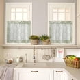 thumbnail image 4 of European Floral Kitchen Curtains and Valances Set, Rod Pocket Curtains Tier Farmhouse Window Curtains 24 Inch Length, Boho Sage Green Formal Traditional Tribal 3 Piece Kitchen Curtains Set, 4 of 6