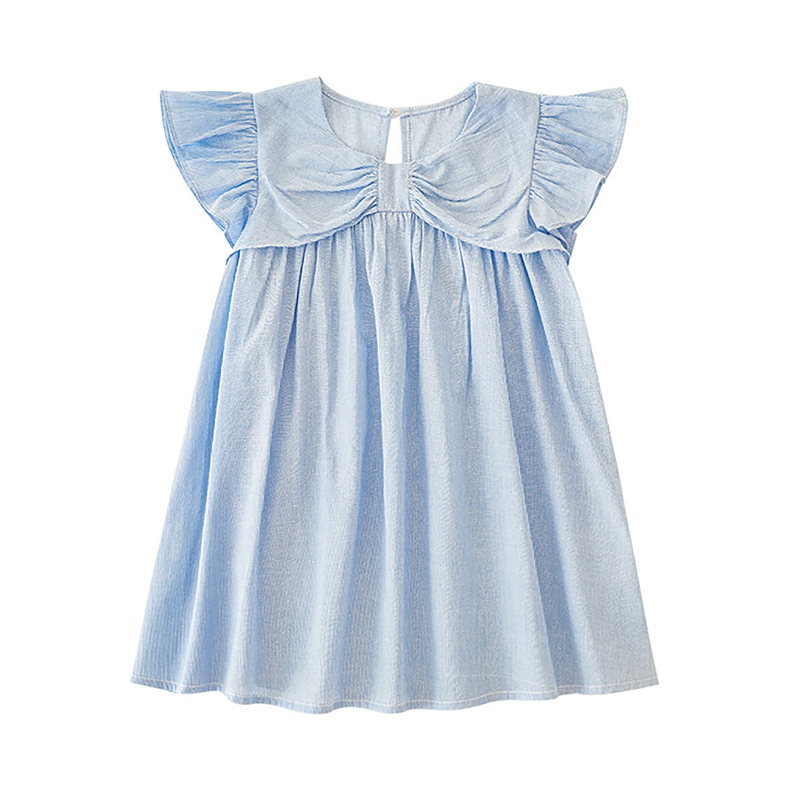 Girls blue and white striped dress discount