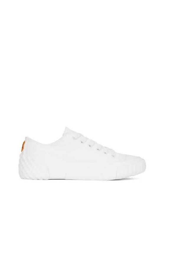 White Canvas Tiger Crest Low-top Sneakers, Brand Size 37 ( US Size 6 )