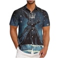 thumbnail image 1 of Blusa y camisa de manga corta con cuello vuelto para hombre, blusa informal de moda con cuello vuelto, blusa estampada de manga corta con botones, blusa de poliéster para hombre, 1 of 5