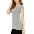 thumbnail image 5 of Made by Johnny Women's Basic Fitted Short Sleeve V-Neck T Shirt L HEATHER_GREY, 5 of 6