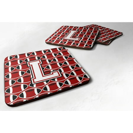 

Carolines Treasures CJ1082-LFC Letter L Football Cardinal and White Foam Coaster Set of 4 3 1/2 x 3 1/2 multicolor