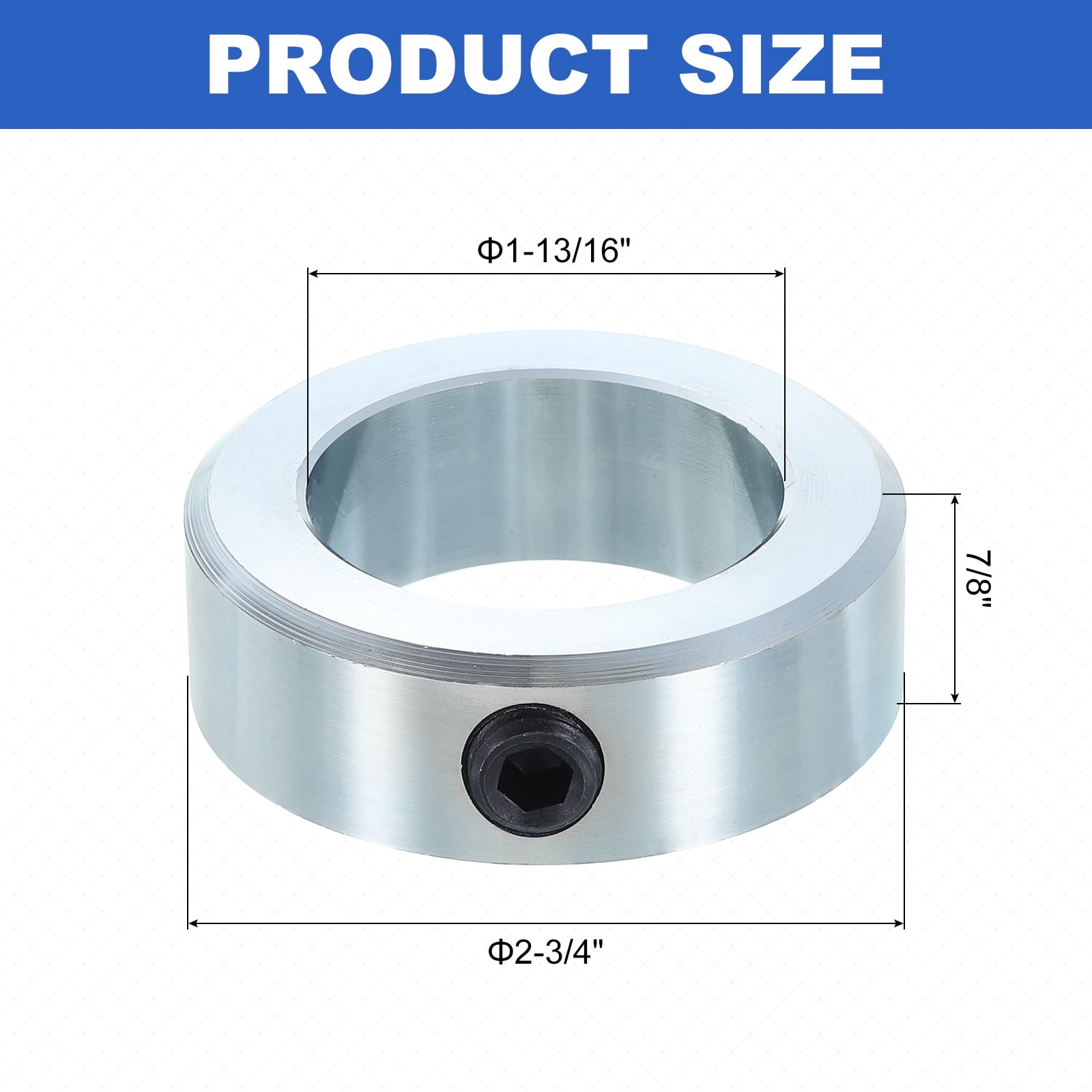 Uxcell Set Screw Collars 1-13/16" Bore Zinc Plated Steel Shaft Collars, 2-3/4" OD, 7/8" Width Axle Collar Clamp for Linear Rod Shaft Guide