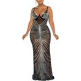 thumbnail image 1 of XINQIHANG Robe Moulante Sexy Élégante pour Femmes avec Strass, Robe de Soirée Longue, 1 of 3