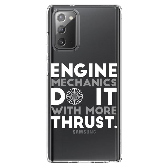 DistinctInk Clear Shockproof Hybrid Case for Galaxy Note 20 ULTRA (6.9" Screen) - TPU Bumper Acrylic Back Tempered Glass Screen Protector - Engine Mechanics Do It With More Thrust