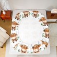 thumbnail image 5 of Homewish Kids Children Cartoon Highland Cattle Full Size Sheets 4-Piece,Botanical Green Tree Leaves Breathable Bed Sheets,Kawaii Western Farmhouse Animal Lightweight Sheet Sets, 5 of 7