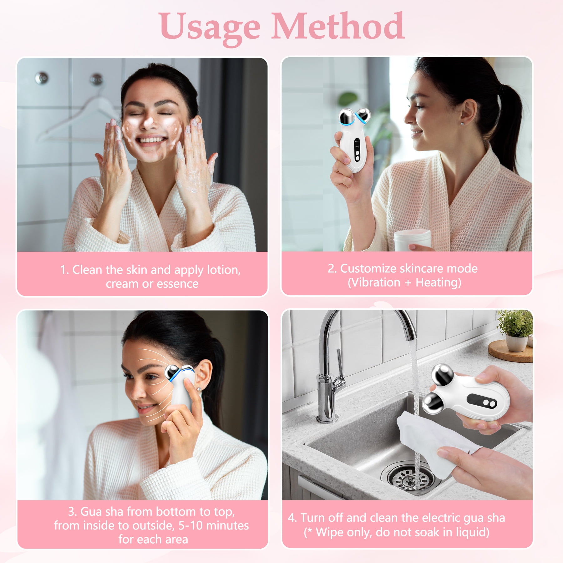 Anti Aging and Wrinkles Microcurrent Facial Device, Boost Skin Care Products Absorption, White