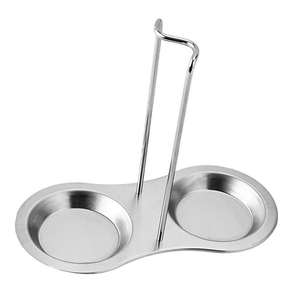 Stainless Steel Soup Spoon Rest with Bottom Tray for Kitchen Use Silver Keeps Counter Clean and Neat 7.87x3.54x2.95 Inches