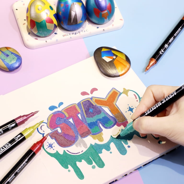 Pagather 24 Metallic Acrylic Paint Markers, Dual Tip photo 4