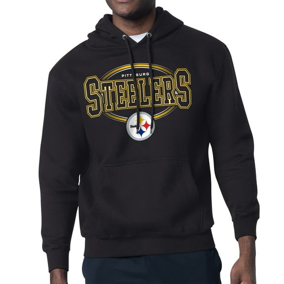 Men's Starter Black Pittsburgh Steelers Team Track Graphic Pullover Hoodie