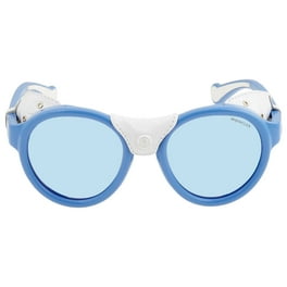 サングラス Moncler Sunglasses ML0046 21C White with Leather Trim Moncler ML0046 21C White Black Leather / Silver Mirror