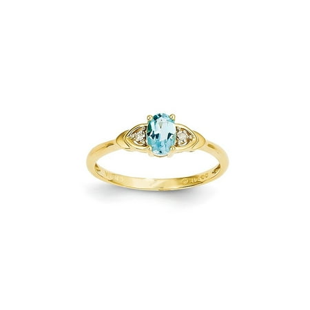 Gold Fancy Stone Ring (14k Yellow Gold Diamond Blue Topaz Band Ring Size 7.00 Stone Birthstone December Set Style Fine Jewelry For Women Gift)