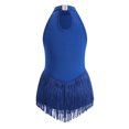 thumbnail image 2 of IBTOM CASTLE Halter Tassel Latin Dance Dress for Girls Sparkly Rhinestone Fringe Bodysuit Kids Ballroom Dancing Leotards Salsa Jazz Outfit 7-8 Years Blue, 2 of 7
