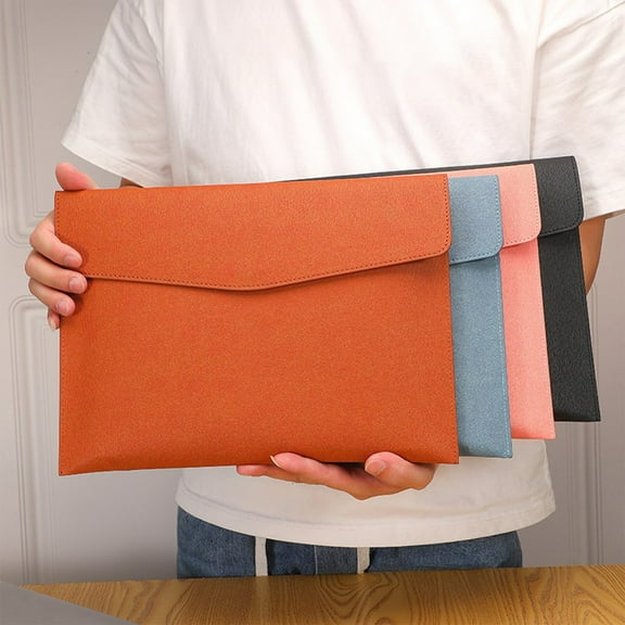 JLFNYA Schools Supplies Under $1,Document Organizer Folio,PU Leather A4 File Folder Document Holder Waterproof Portfolio Envelope Folder Case with Invisible Magnetic Closure
