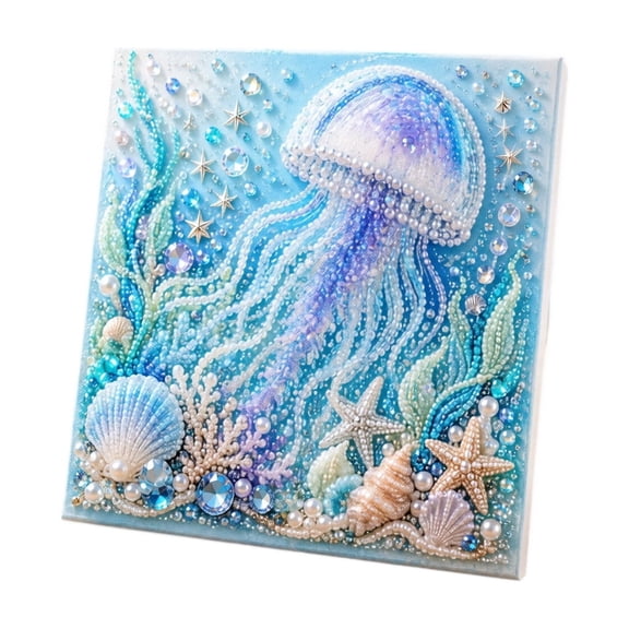 Ocean Themed Pearl Painting DIY Kit, Seashell Starfish Bead Art Craft Set, 5D Diamond Painting Art Set for Adults Home Wall Decor