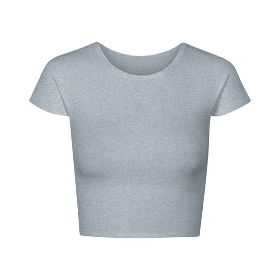 Rezuofi 2 Pcs Women Cap Sleeve Crop Top Round Neck T-Shirt Stretchy Summer Cropped Vest Tops