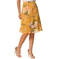 thumbnail image 4 of INSPIRE CHIC Women's Floral High Waist Flowy A-Line Split Ruffle Knee Length Skirts M Yellow, 4 of 6