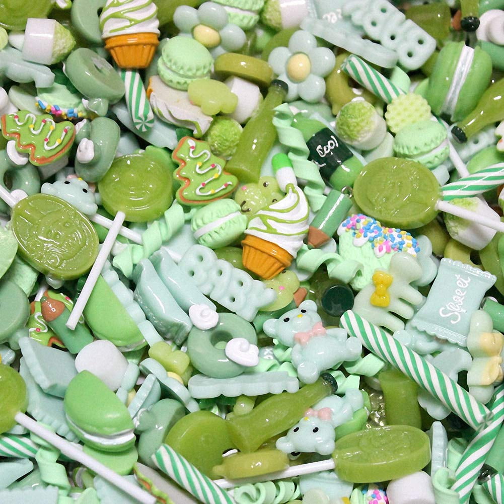 120pcs Slime Charms Resin Fake Candy Charms Kawaii Cute Set Mixed Assorted  Sweets Flatback Slime Beads Making
