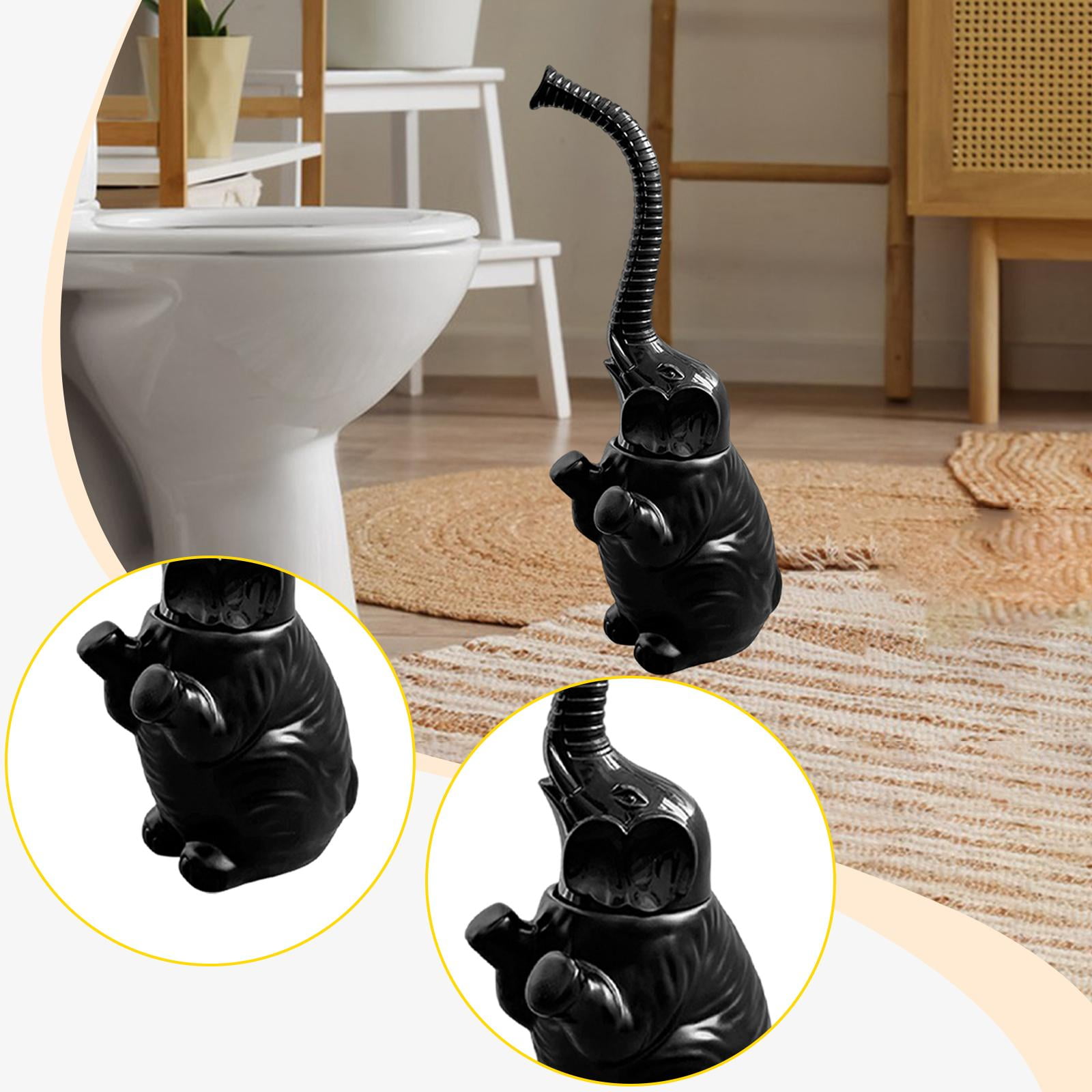 Elephant Toilet Brush Bowl Holder Resin Compact Space Saving for Bathroom Sink Bathtub Hotel Restroom