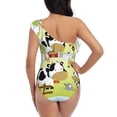 thumbnail image 5 of Gaeub Farmfield with Cute Animals Women's One Shoulder Ruffle Tummy Control Swimwear for Swimming Surfing Beach Party - X-Large, 5 of 8
