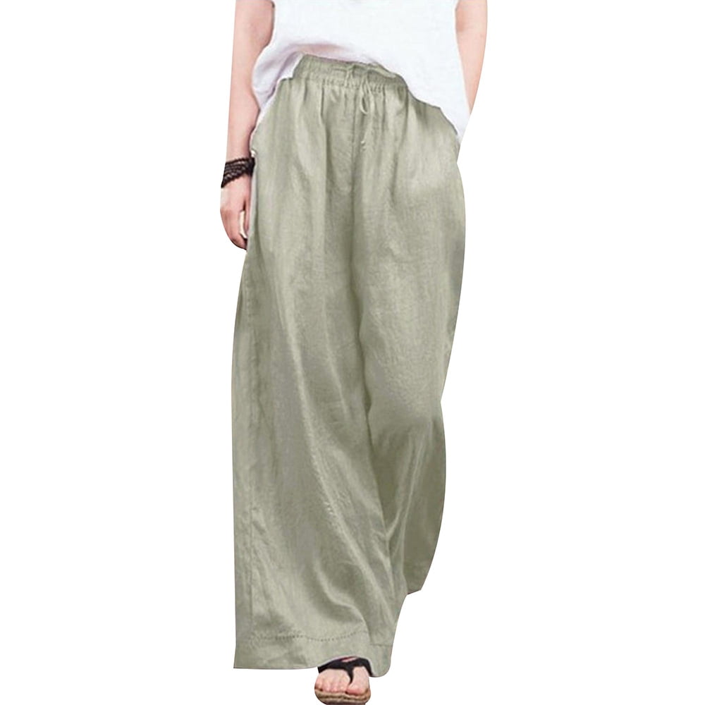 Fankle Women's Wide Legs Long Pants Cotton Soft Summer Casual Loose Trousers  Wide Leg High Waist Culottes Palazzo Flared Baggy Flowy Full Size Plus  Size(Black,5XL) price in UAE | Amazon UAE |