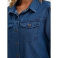 thumbnail image 5 of DARING DIVA Women's Long Sleeve Button Down Shirts Jackets with Pocket S Dark Blue, 5 of 7
