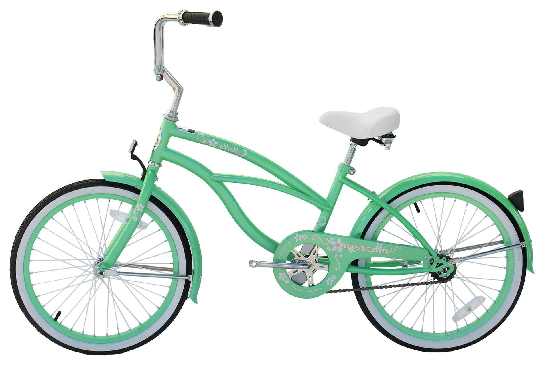 Wonder Wheels 20 Ft. Beach Cruiser Coaster Brake Single Speed Bicycle, Bike, Stainless Steel Spokes One Piece Crank Alloy Mint Green Rims 36 H - Mint Green