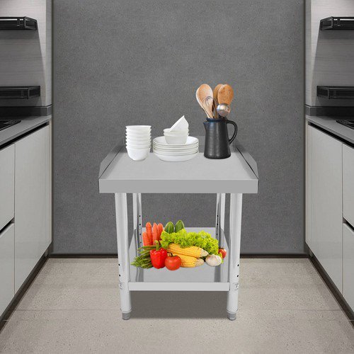 Adjustable Stainless Steel 2-Tier Work Table for Kitchen & Food Prep