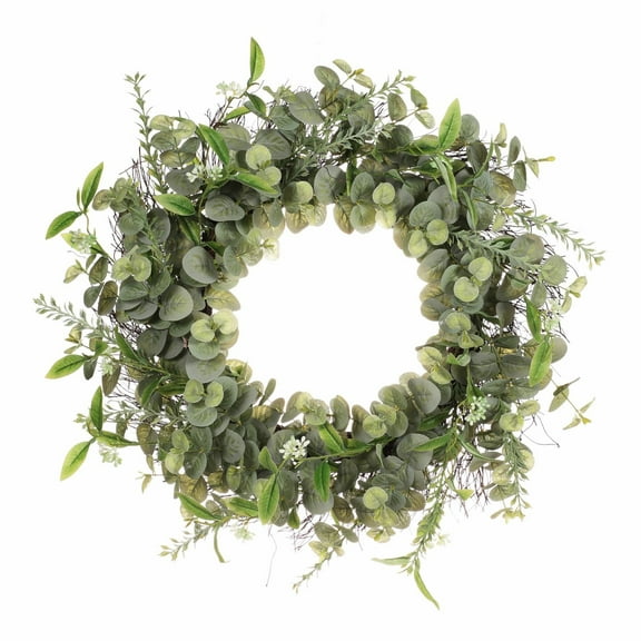 24" Artificial Eucalyptus Spring Wreath with Green Leaves