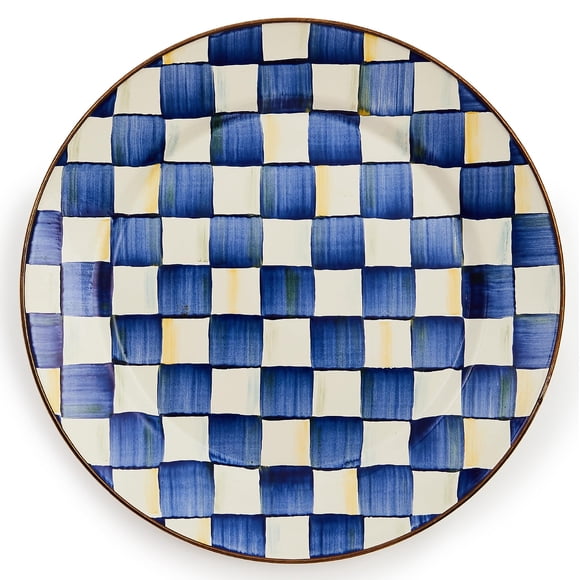MACKENZIE-CHILDS Enamel Charger Plate, Charger Decoration for Dinner Plates or Home Decor, 12 Inches, Blue-and-White Royal Check, Set of 1