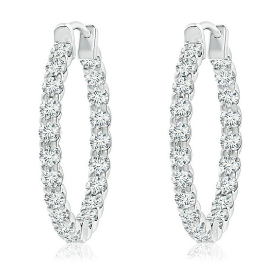 ANGARA Lab Grown Diamond Inside Out Hoop Earrings for Women in 925 Sterling Silver (Size-1.75mm| Color-F-G| Clarity-VS) | Anniversary, Jewelry Gift for Women | Lab-Grown Diamond Earrings