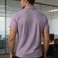 thumbnail image 7 of TKKCS Mens Checkered Short Sleeve Polo Shirt- Pullover Regular Fit Casual Moisture Wicking Breathable Collared Shirts Purple Size S, 7 of 7