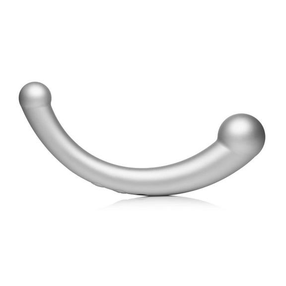 10x Vibra-Crescent Silicone Dual Ended G-Spot Dildo - Silver