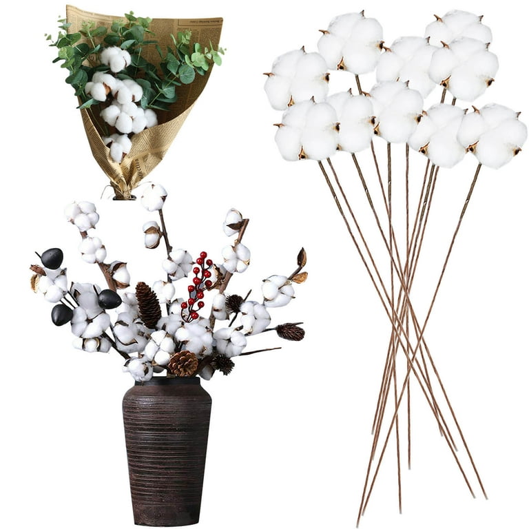 Winter Floral Stems Artificial Flower Packs Dried Room Ornaments Decoration  Living Bedroom Cotton Flower Artificial flowers Flowers with Lights
