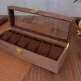 thumbnail image 6 of YIEMEEN 6 Slots Wooden Watch Box Jewelry Bracelet Storage Organizer with Transparent Lid, 6 of 12